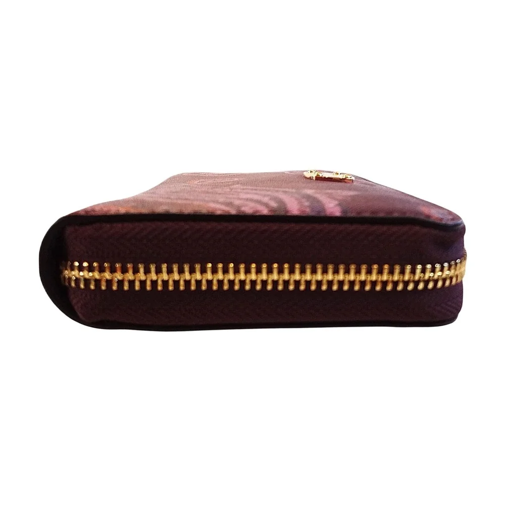 Michael Kors Jet Set Travel Clutch Plum Paisley Print Zip Around Wristlet Wallet - Picture 6 of 12
